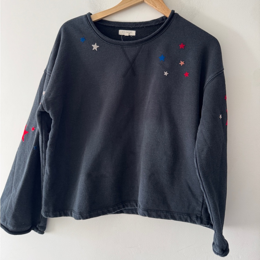 Madewell Womens Black Mile(s)‎ Starry Night Bell Sleeve Sweatshirt J8533 - Picture 2 of 9